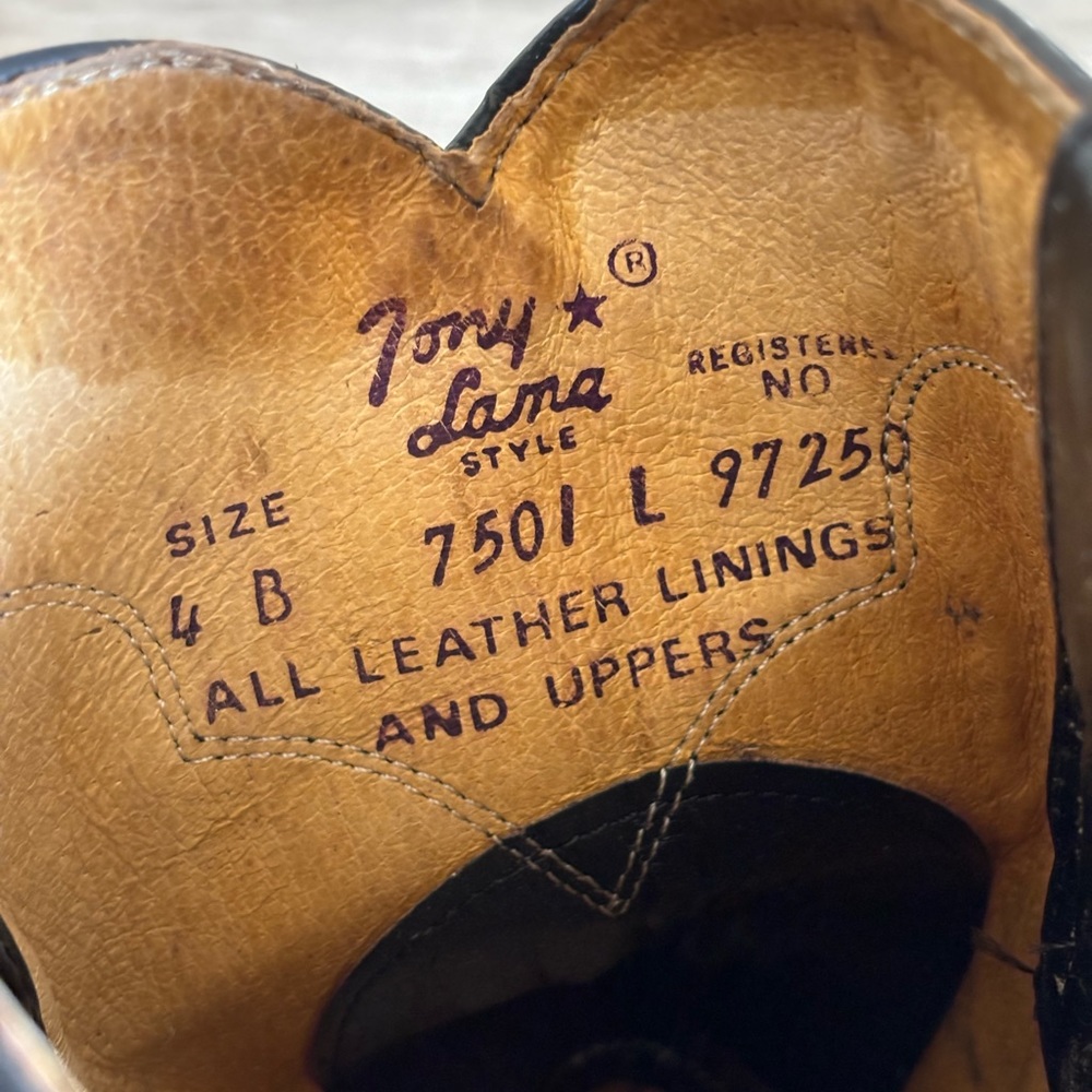 Tony Lama Black Leather Roper Boots Youth Size 4 - Picture 8 of 11